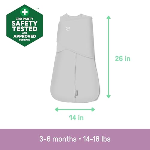 Image of SwaddleMe by Ingenuity Arms Free Convertible Baby Swaddle, Size 3-6 Months, 14-18 Pounds, Arms Swaddled In or Out, 1.0 TOG - Elephant in A Row