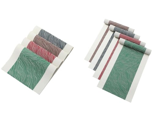 Image of Dining Table Placemats & Runner Set - Heat Resistant, Washable & Stain Resistant Woven Vinyl Mats | Table Runner & 4 Placemats Set for Stylish Dining (45x30 cm Placemats, 180x30 cm Runner)