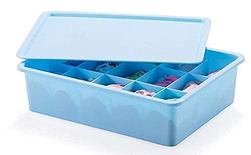 KickStart 15 Compartment Plastic Storage Box Organiser for Underwear, Bra, Socks, Cosmetics and Jewellery, Multicolour, Rectangular Drawer Divider-image-7