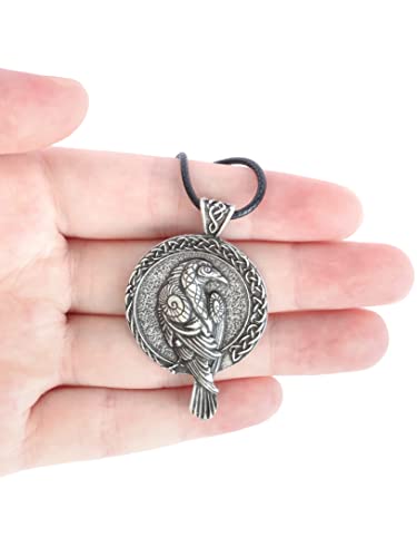 HAQUIL Raven Necklace, Viking Celtic Raven Medallion Pendant, Norse Raven Jewelry Gift for Men and Women4
