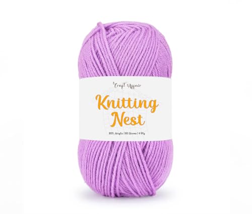 Image of Craft Affair | Knitting Nest Acrylic Yarn (200 Meter, 100 Grams, 2mm) / Woolen Yarn /Acrylic Yarn for Knitting and Crocheting- Lavender