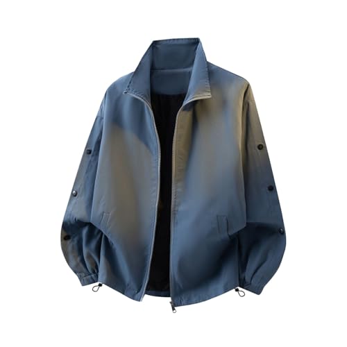 WAZHAKU Chaqueta de entretiempo para hombre, softshell con bolsillos, chaqueta universitaria, chaqueta de ocio, chaqueta de piloto, chaqueta ligera clásica para hombre, chaqueta bomber para exteriores