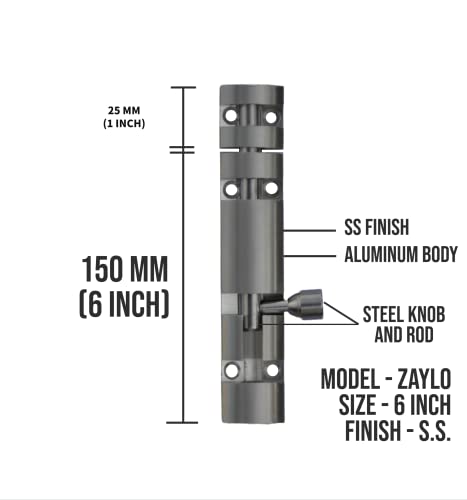 Image of DHAKAD Tower Bolt Stainless Steel ZYLO 6 INCH Pack of 8 PCS