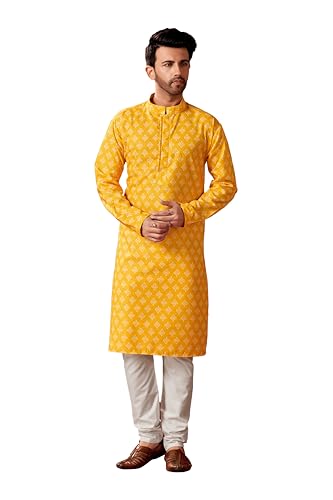 Elina fashion Ethnic Men's Cotton Printed Kurta Pajama Set || Casual Party Kurta Indian TraditionalWear for Men