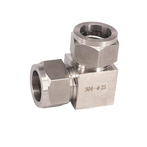 Stainless Steel Elbow Fit Tube O/D 25mm Equal Elbow 304 Stainless Ferrule Pneumatic Air Compression Fitting