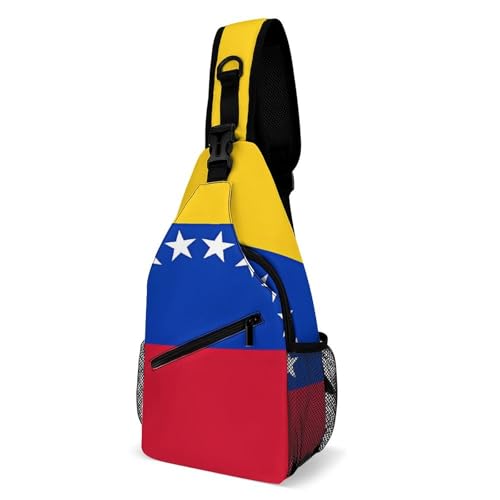 Mochila tipo sling bandera de Venezuela para trekking y uso casual
