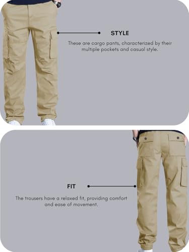 Image of Leriya Fashion Men's Cargo Pants | Multi Pocket Cotton Cargo Joggers for Men | Loose Fit Stylish Pant with Pockets | Casual Baggy Trousers & Streetwear Lower