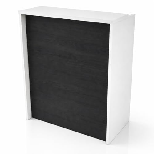 OFIFACTORY Mostrador Recepcion Profesional | Mostradores para Tiendas de Madera 25MM Grosor | Mesas para Recepción de Oficina, Peluqieria | Mueble Recepcion con Estanteria (Azabache, 80x105x50)