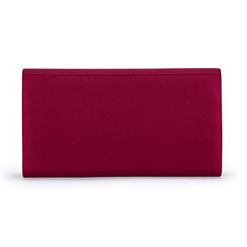 Image of Evening Bags For Women Pleated Satin Rhinestone Brooch Prom Clutch Purse With Detachable Chain Strap
