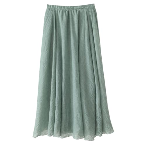 Jupe longue en coton et lin bohème à taille élastique pour femme