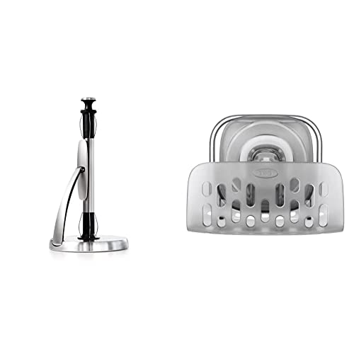 OXO Good Grips SimplyTear Paper Towel Holder - Stainless Steel & Good Grips Stronghold Suction Sponge Holder OXO Good Grips SimplyTear Paper Towel Holder - Stainless Steel & Good Grips Stronghold Suction Sponge Holder
