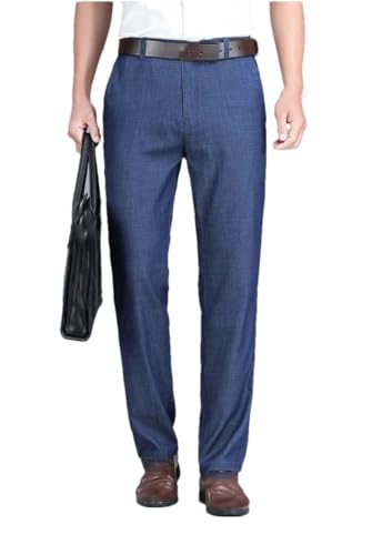 Men's Thin Loose Jeans Business Fashion Lyocell Stretch Denim Trousers Pants