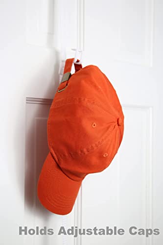 Cap Rack Fav | Hat Racks | Hold Up To 40 Caps | Over Door Organizer | Baseball Hat Organizer | Over Door Hanger | Fitted & Adjustable Caps & Visors | Door Slam Proof | 2 Straps | 20 Adj. Hooks | White #TOP3