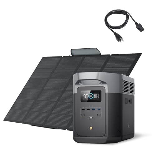 Image of EF ECOFLOW Portable Power Station DELTA 2 Max with 400W Solar Panel and AC Charging Cable, Full Charge in 1 Hr, 2048Wh Solar Powered Generator for Home Backup(Solar Panel Optional)