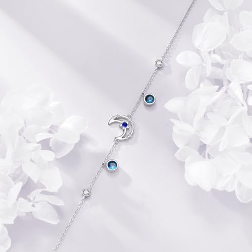Pulsera de tobillo de plata de ley YAFEINI con dijes de chakra y diseño ajustable 5