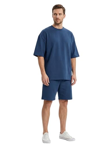 Image of Kvetoo Men Cotton T Shirt and Shorts Set Co Ord Set for Men Summer Casual Lounge Wear Gym Workout T Shirt Shorts Combo Half Sleeve Comfortable Cotton Outfit