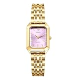 OIDEA Reloj Cuadrado Analógico Mujer: Reloj de Cuarzo Escala de Barra Correa de Aleación para Señora Extraíble Rosa Dorado- para Ocio Negocios Regalos