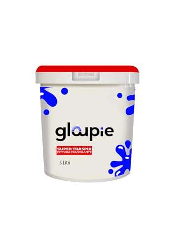 GLOUPIE SUPER TRASPIR Pittura All'Acqua Traspirante Per Pareti Per Tutti Gli Ambienti Interni, 5 Lt, Bianco, Made In Italy