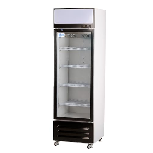 Cleiton® Armario Expositor Refrigerador 1 Puerta de Cristal 330 Litros Doble Cristal Templado Refrigeracion Ventilada Antivaho 600x620x2000 mm | Vitrina Expositora Refrigerada | Nevera Frio Bebidas