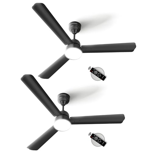 Image of LONGWAY Luminair 1200 mm BLDC Ceiling Fan with Remote Control | BEE 5 Star Rated Energy Efficient | Ultra High Speed 3 Blade Anti-Dust Decorative | 5 Years Warranty (Smoked Brown, Pack of 2)