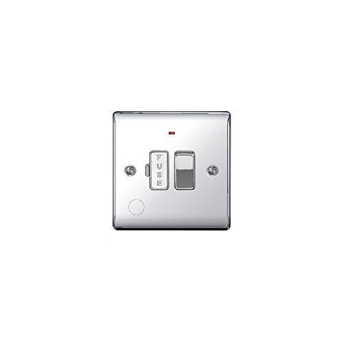 BG Electrical NPC53 Nexus Metal Polished Chrome 13A DP Switched Fused Connection Unit c/w Neon + Flex Outlet by BG Electrical Nexus by BG Electrical