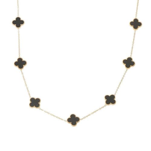 Glowzi Stainless Steel Crystal Gold Black Clover Necklace for Women/Girls (B0D39BYTXF) Amazon Price History, Amazon Price Tracker