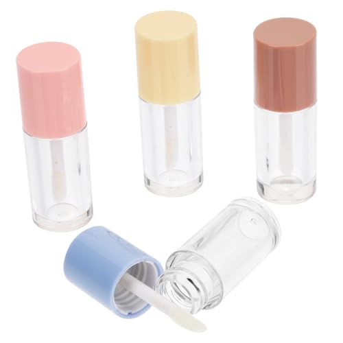 Homoyoyo 4 Piezas Tubos Transparentes Vacíos para Brillo de Labios de Contenedores Rellenable con Aplicador Diseño Compacto para Maquillaje y Viaje Envases Reutilizables