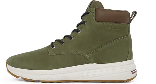 Tommy Hilfiger Botas de caña baja Hombre Light Hybrid de piel, Verde (Army Green), 43