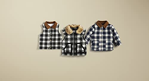 Mud Pie Baby Girls' Black Check Quilted Vest, 24 Months-3T3