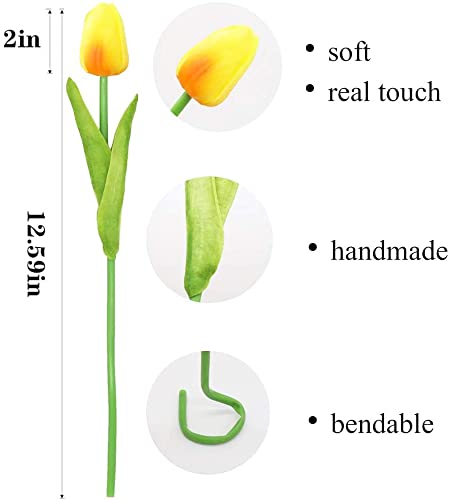 20pcs Artificial Tulips Flowers Fake Faux PU Tulip Bouquet Real Touch Flower Arrangement for Home Room Office Party Wedding Decoration Excellent Gift Idea for Mothers Day (White) image 8