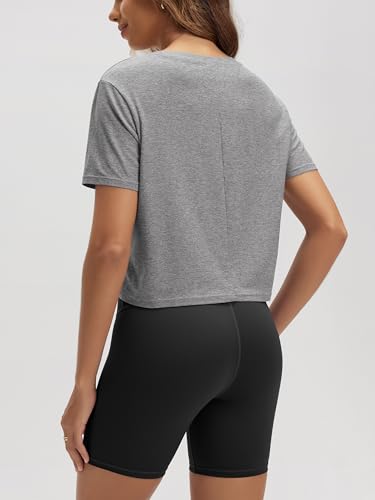 Image of ODODOS Women's Performance Cropped Tee Ultra Soft odSTRATUM Tech Short Sleeve Relaxed Top Crew Neck T-Shirts