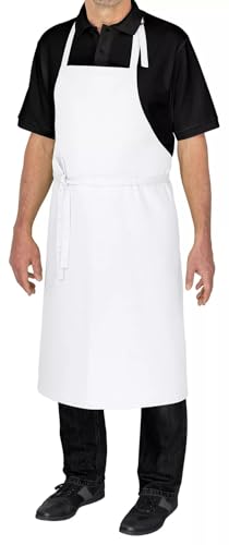DESERMO Premium Latzschürze 100x80cm (LXB) - Verstellbare Küchenschürze für Frau & Mann – Kochschürze aus 100% Baumwolle - 210g/m²(Weiß) – Bild 3
