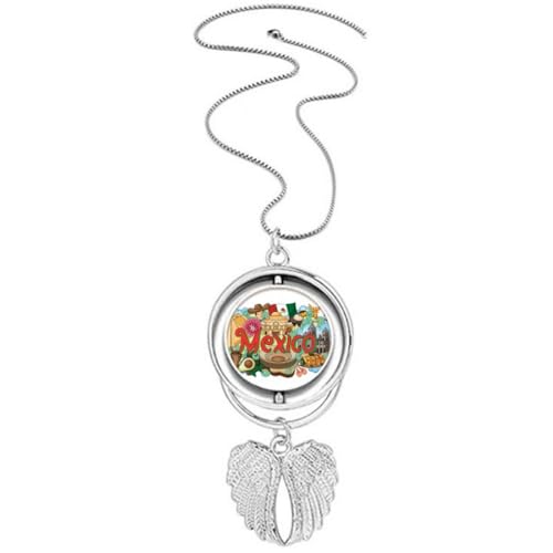 Teotihuacan collier graffiti mexicain pendentif ailes d'ange bijou homme femme style motard