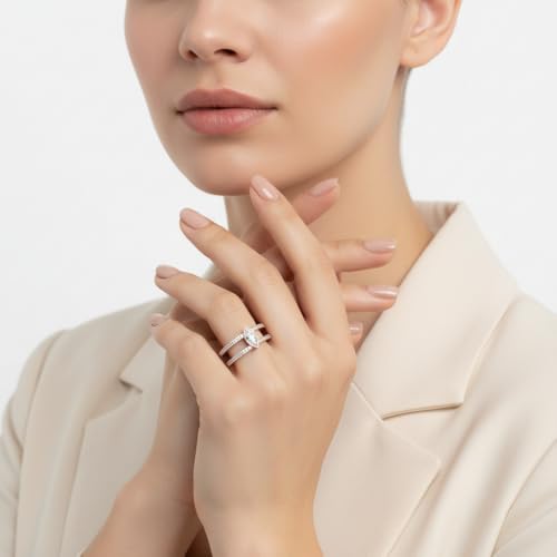Image of Choose Your Gemstone Marquise Bezel Set Diamond CZ Band Rose Gold Plated Marquise Shape Split Shank Engagement Ring Lightweight Office Wear Everyday Gift Jewelry US Size 4 to 12