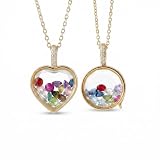 Personalized Family Birthstone Necklace, Locket Pendant with 4mm Real Gemstone, Handmade Jewelry Up To 12 Crystals, Custom Size 14-24in