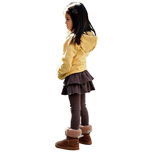 Evelin LEE Kids Girls Elastic Waist Stretchy Fleece Lined Leggings with Ruffle Tutu Skirt2