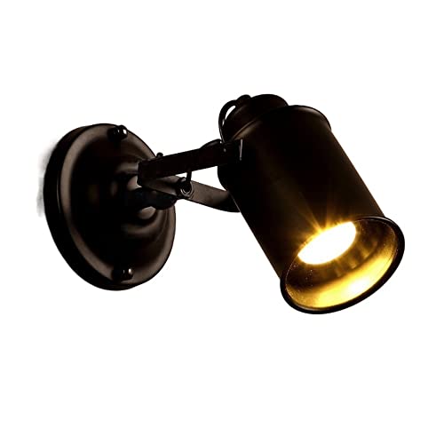 Applique murale spotlight retro avec prise abat-jour métal noir culot E27 escalier