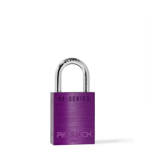 Image of PACLOCK's SR-90A Padlock, 1-3 /16 inch Tall Hardened Steel Shackle, High Security 6-Pin Cylinder, One Lock Keyed to a Number U-Pick! w / 2 Keys, Purple