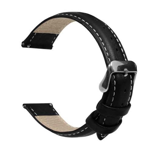OcioDual Correa Reloj, Correa Reloj Inteligente de Cuero Color Negro/Hilo Blanco 22mm, Reloj Hombre, Reloj Mujer, Smartwatch Hombre, Reloj Inteligente Hombre, Correas Reloj y Smartwatch
