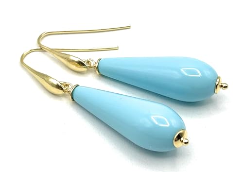 Boucles d'oreilles turquoise anti-allergie en argent vermeil pour peaux sensibles