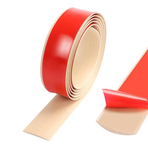 TECDW Door Threshold Strip, 4m x 4cm Self Adhesive Floor Transition Strips, Door Bars for Flat Laminate Profile Flooring, Floor Door Divider Strip, Floor Cover Trim for Fills The Gap (Maple color)
