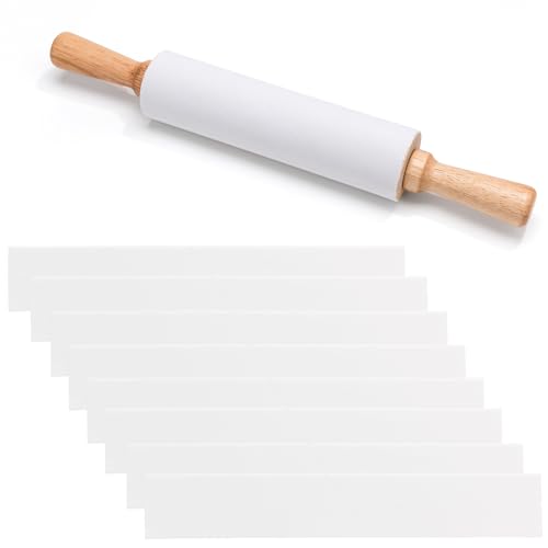 8PCS Rolling Pin Covers Non Stick for Rolling Pie Crusts, Cookies, and Pastries Dough, 15 x 2.5 Inch Elastic and Lint-free Rolling Pin Wraps Baking Dough Sleeves