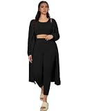 HRESSLBE Fuzzy Fleece Pajamas, Womens Sexy Warm Fuzzy Fleece 3-Piece Outfits Pjs, 3-Piece Fuzzy Pajama Set for Women (Black, 2XL)