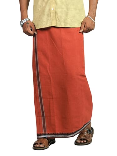 PRAKASAM COTTON Men’s Dhoti with Thalapathi Border (1.28 x 2.00 M...