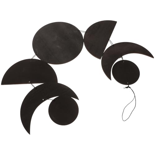 BESPORTBLE Colgante Decorativo de Pared de Madera Fases Lunares Adorno Rústico en Color Negro para Decoración de Hogar y Dormitorio Ornamento Mural Artesanal y Natural