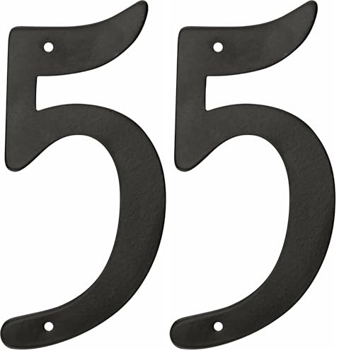 HIllman 841626 4-Inch Nail-On Black Die Cast Aluminum, House Number 5 (Pack of 2)