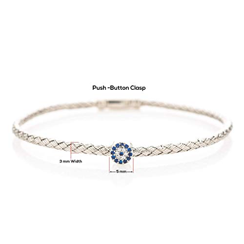 Evil Eye Sterling Silver Bangle Bracelet for Women3
