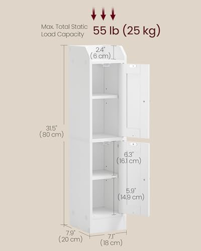 Image of VASAGLE Small Storage Corner Floor Cabinet, 2 Doors, Cloud White