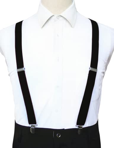 JEMYGINS Solid Color Mens Suspender with 3 Strong Clips Adjustable Braces