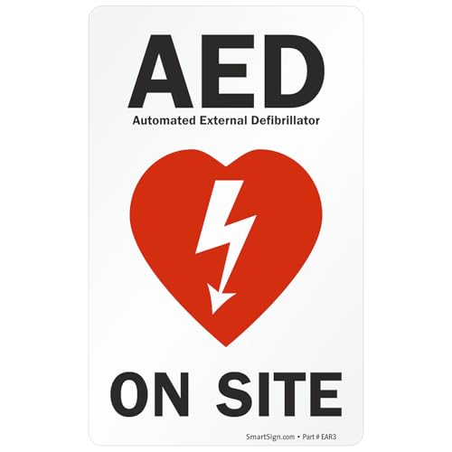 SmartSign â€œAED Automated External Defibrillator On Siteâ€ Glass Door Decal | 8"x5" Polyester